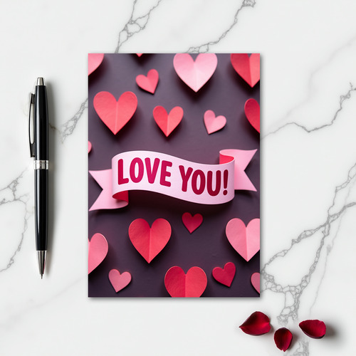 Love You Banner Heart Card