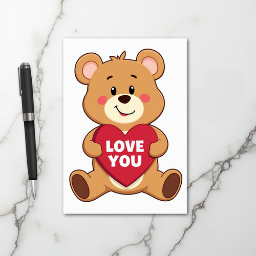 Love You Bear Heart Card