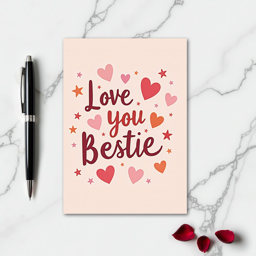 Love You Bestie Hearts Stars Card