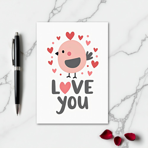 Love You Bird Art Card