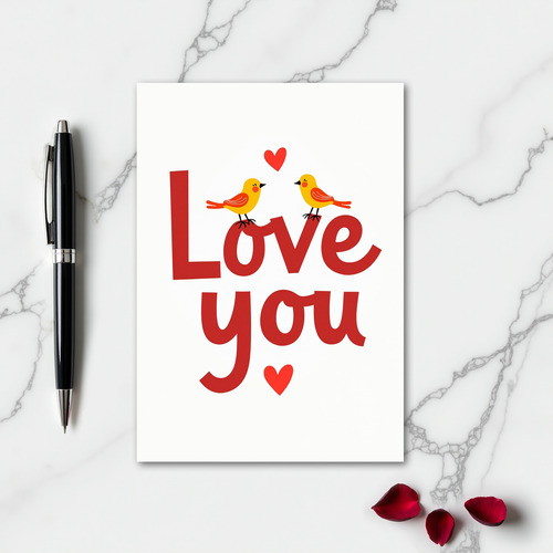 Love You Birds Heart Art Card