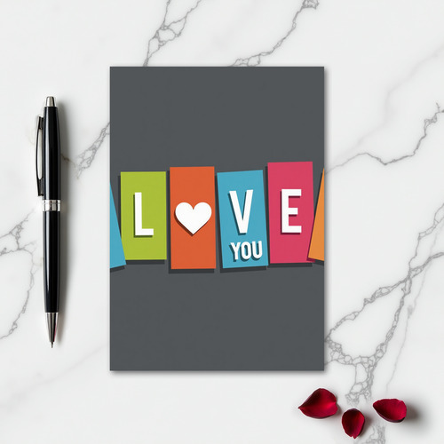 Love You Blocks Graphic Art Card