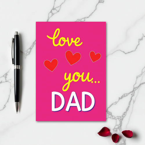 Love You Dad Dotted Hearts Card