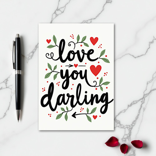 Love You Darling Faux Gold Foil Card
