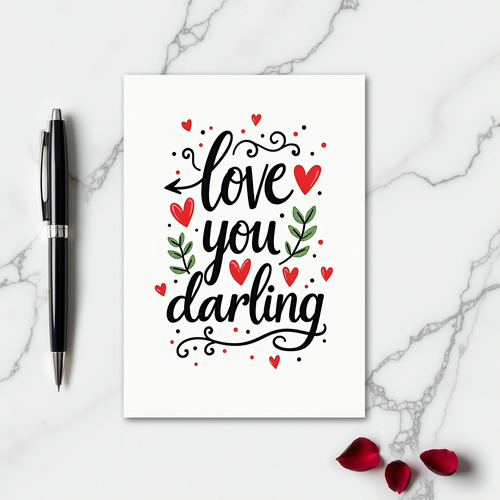 Love You Darling Modern Script Card