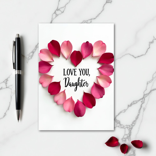 Love You Daughter Floral Heart Card