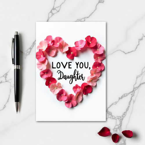 Love You Daughter Flower Heart Card