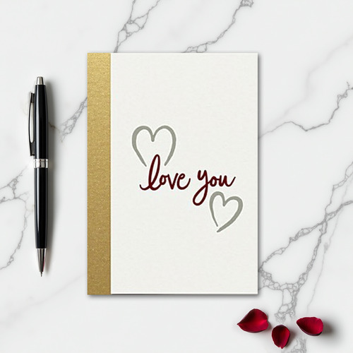 Love You Gold Glitter Hearts Card