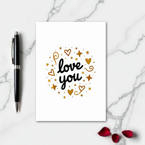 Love You Gold Sparkle Card