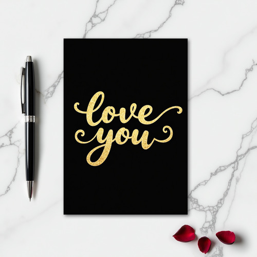 Love You Gold Sparkle Message Card