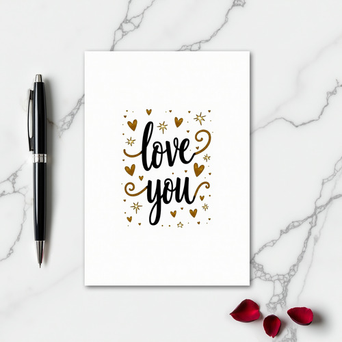 Love You Gold Star Sparkle Card