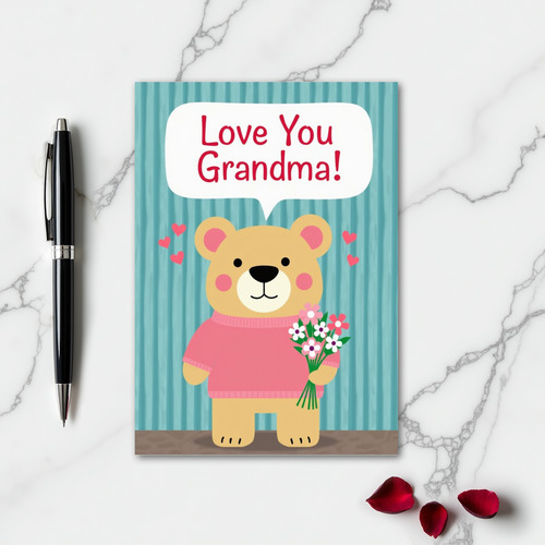 Love You Grandma Bear Art Card