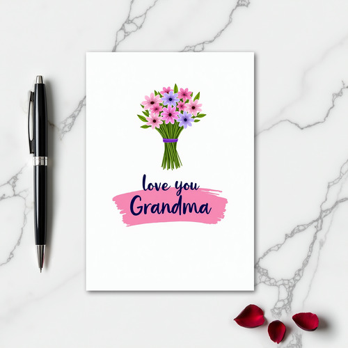 Love You Grandma Flower Pattern Card