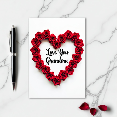 Love You Grandma Rose Heart Card