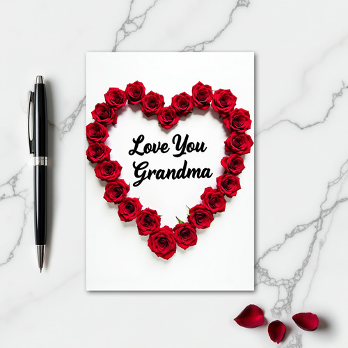 Love You Grandma Roses Heart Card