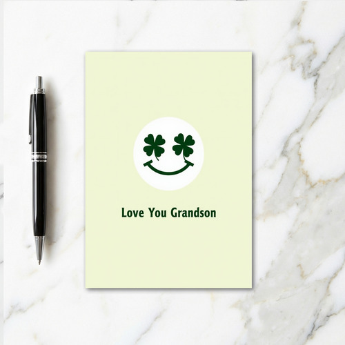 Love You Grandson Green Clover Card