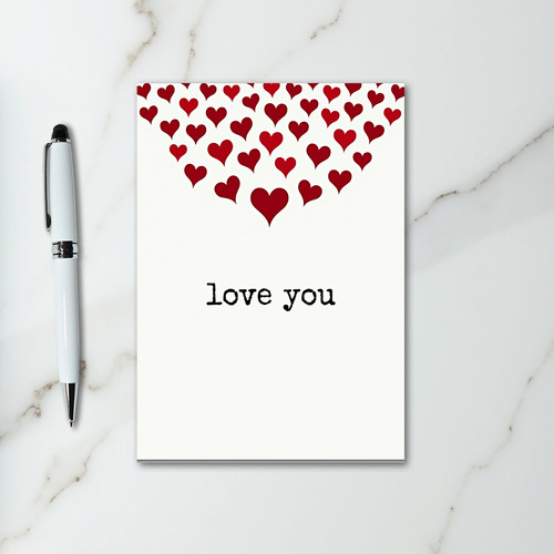Love You Heart Cascade Textured Card