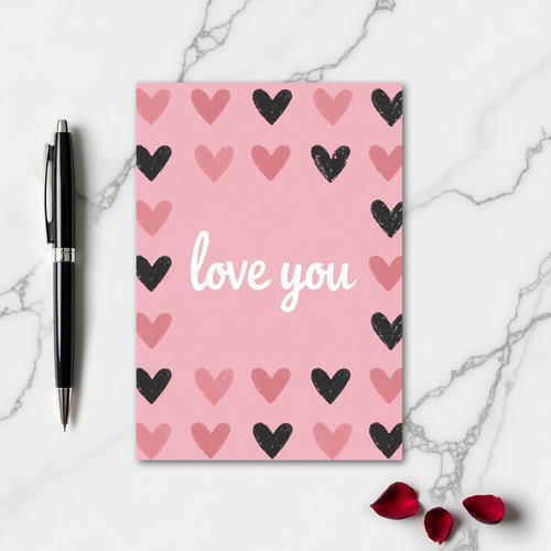 Love You Heart Pattern Card