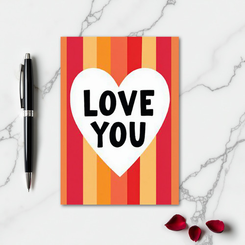 Love You Heart Stripe Art Card