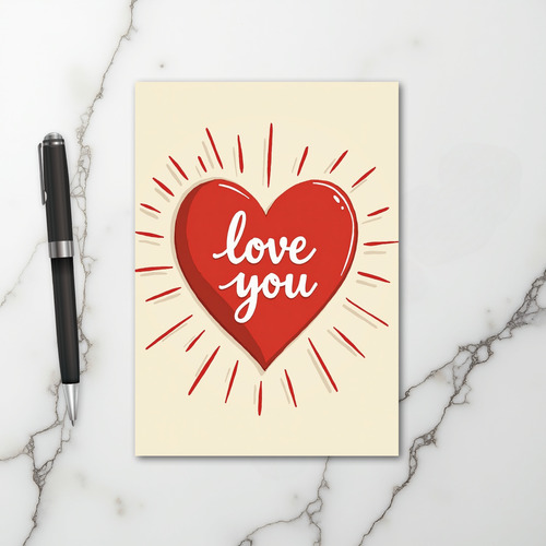 Love You Heart Valentines Card