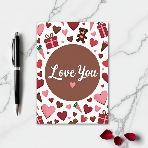 Love You Hearts And Bears Card