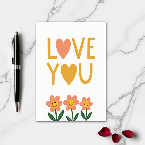 Love You Hearts And Flowers Card