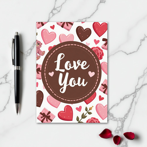 Love You Hearts And Roses Card
