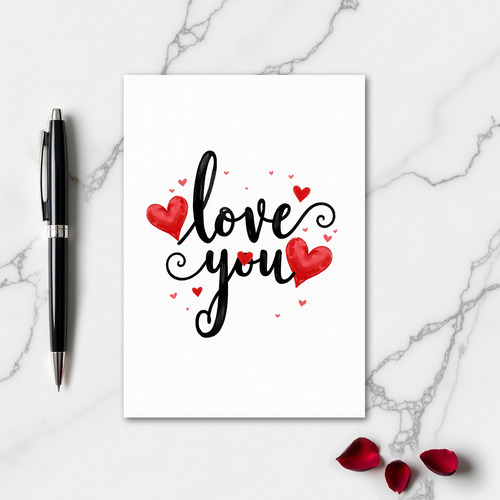 Love You Hearts Art Card