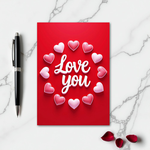 Love You Hearts Elegant Gift Card