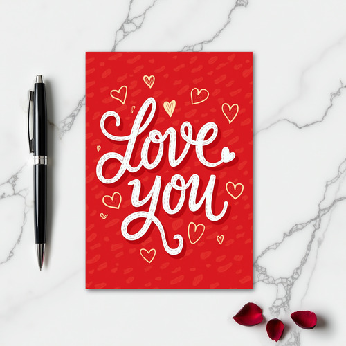 Love You Hearts Handmade Feel Card
