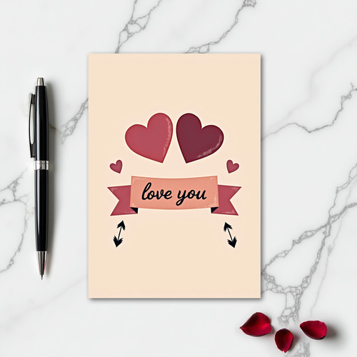 Love You Hearts Message Card