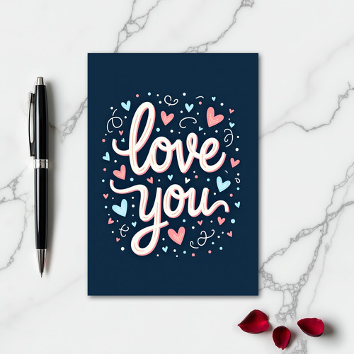 Love You Hearts Modern Art Card