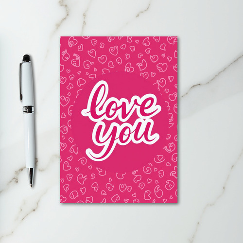 Love You Hearts Pink Greeting Card