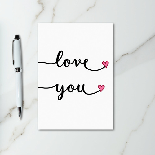 Love You Hearts Script Card