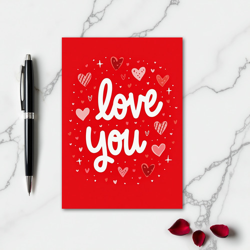 Love You Hearts Simple Sweet Card