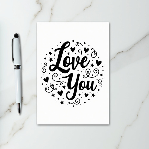 Love You Hearts Stars Swirls Card