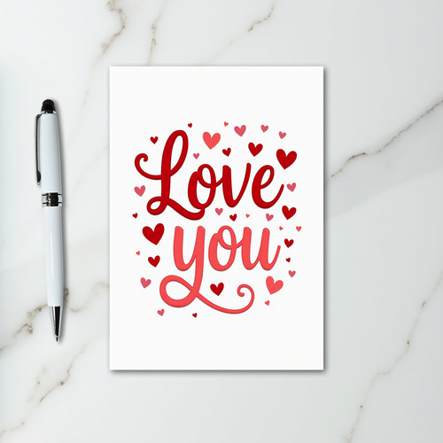 Love You Hearts Valentines Embossed Card