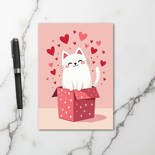 Love You Kitty Hearts Card
