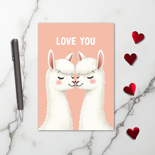 Love You Llama Kiss Card