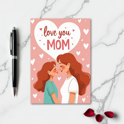 Love You Mom Auburn Hair Art Card