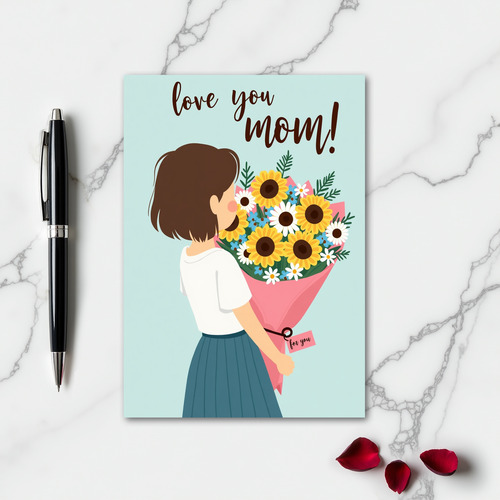 Love You Mom Floral Art Card