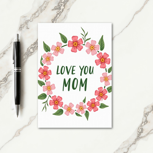 Love You Mom Floral Faux Gold Card