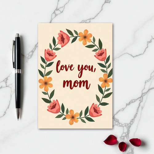 Love You Mom Floral Frame Card