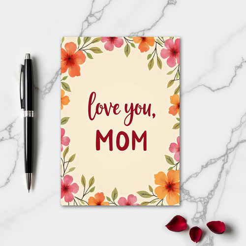 Love You Mom Flower Card