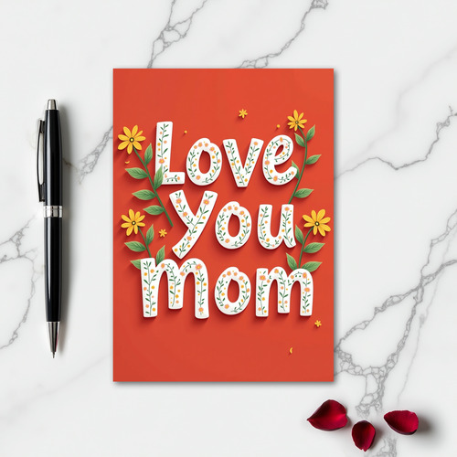 Love You Mom Flower Power Card