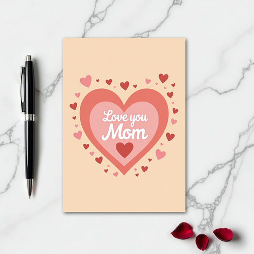 Love You Mom Graphic Art Heart Card