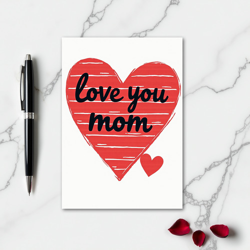 Love You Mom Graphic Heart Card