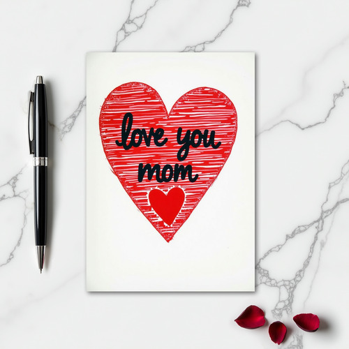Love You Mom Heart Graphic Card