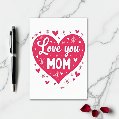 Love You Mom Heart Greeting Card