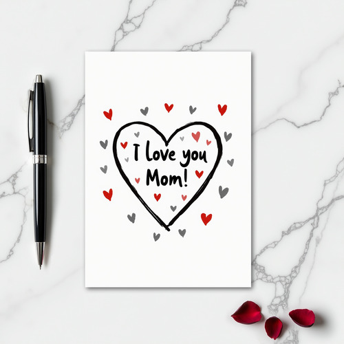 Love You Mom Heart Handmade Card